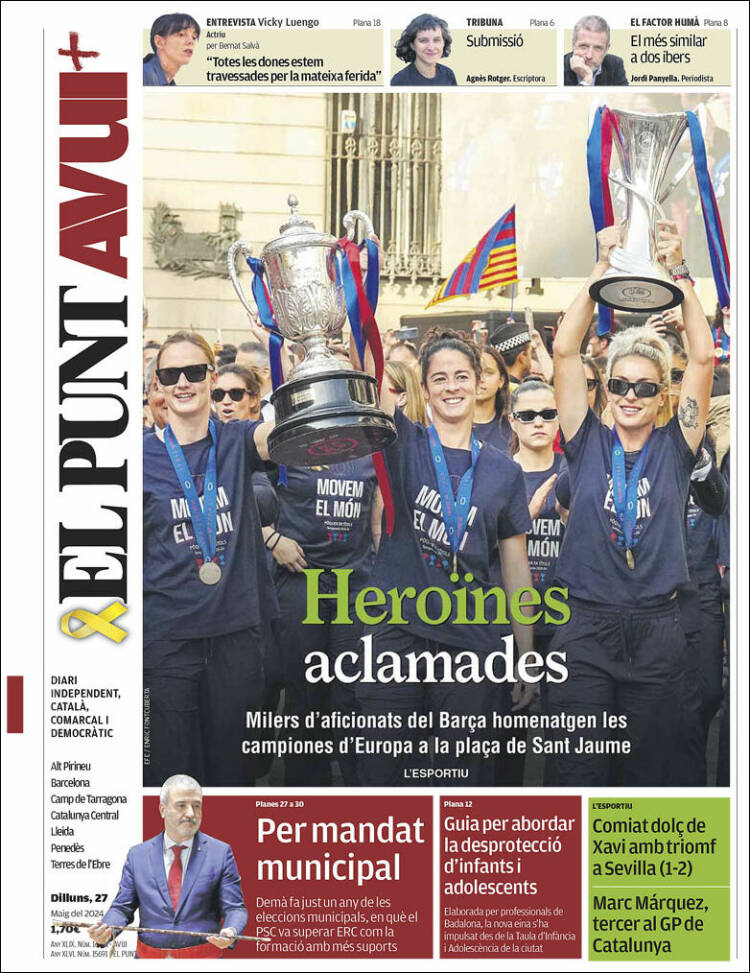 Portada de El Punt Avui (España)