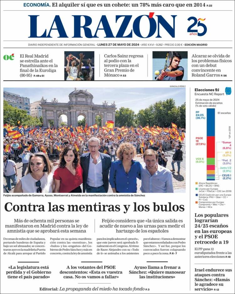 Portada de La Razón (España)