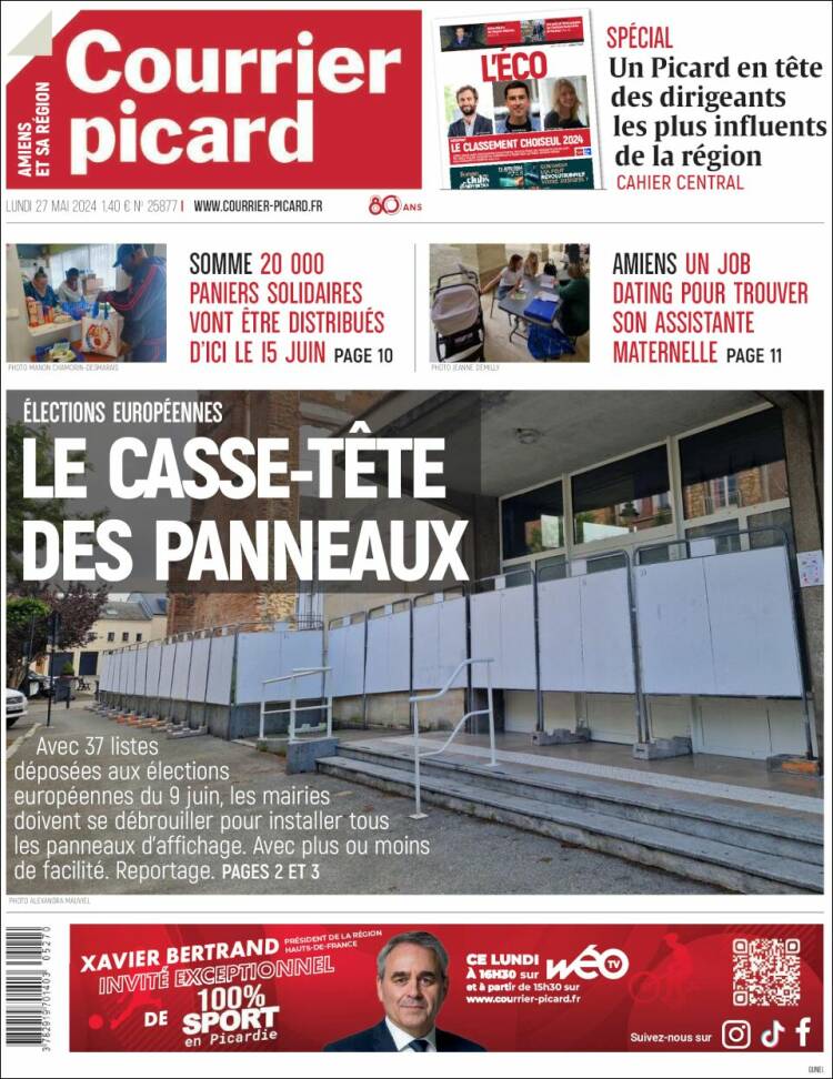 Portada de Courrier Picard (Francia)