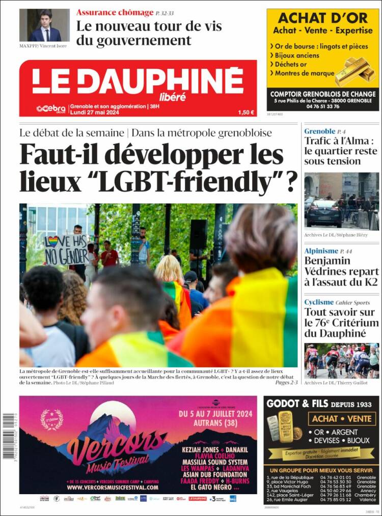 Portada de Le Dauphiné Libéré (Francia)