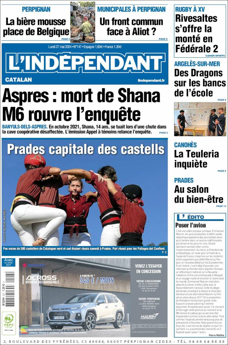 Portada de Le Indépendant (Francia)