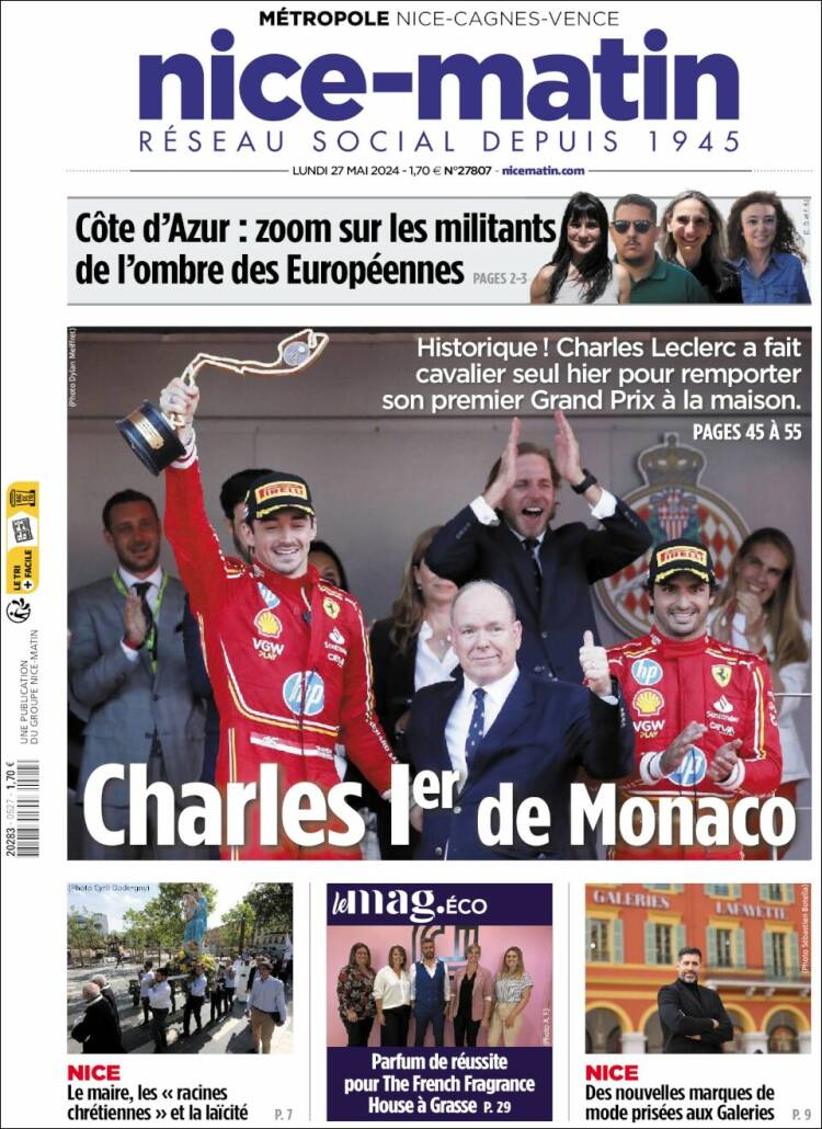 Portada de Nice-Matin (Francia)