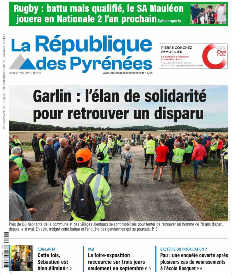 Portada de La République des Pyrénées (Francia)