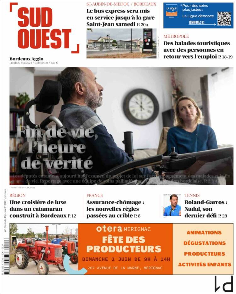 Portada de Sud Ouest (Francia)