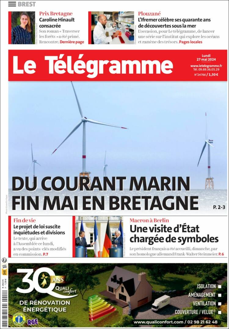 Portada de Télégramme (Francia)