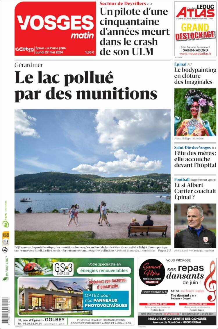 Portada de Vosges Matin (Francia)