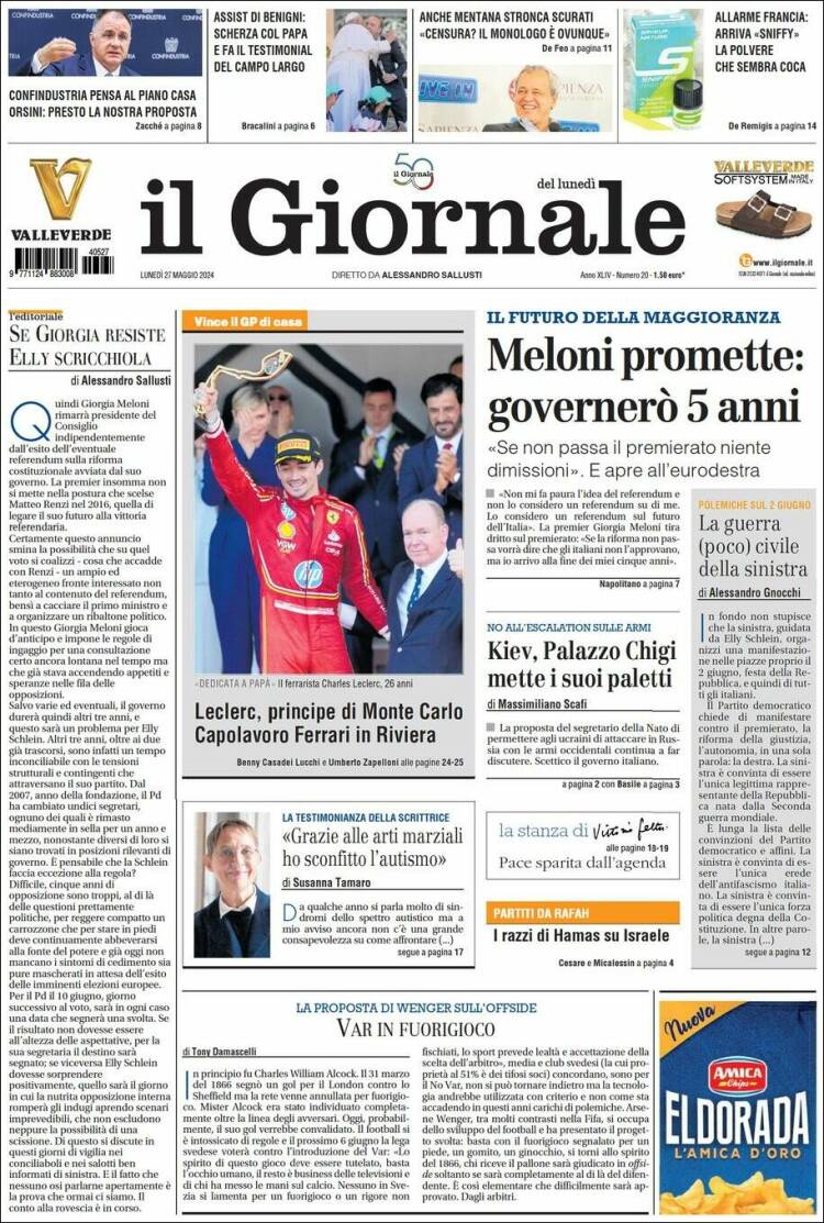 Portada de il Giornale (Italia)