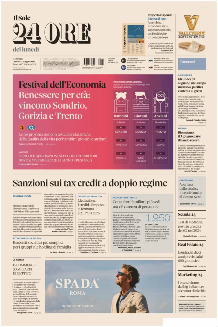 Portada de Il Sole 24 ORE (Italia)