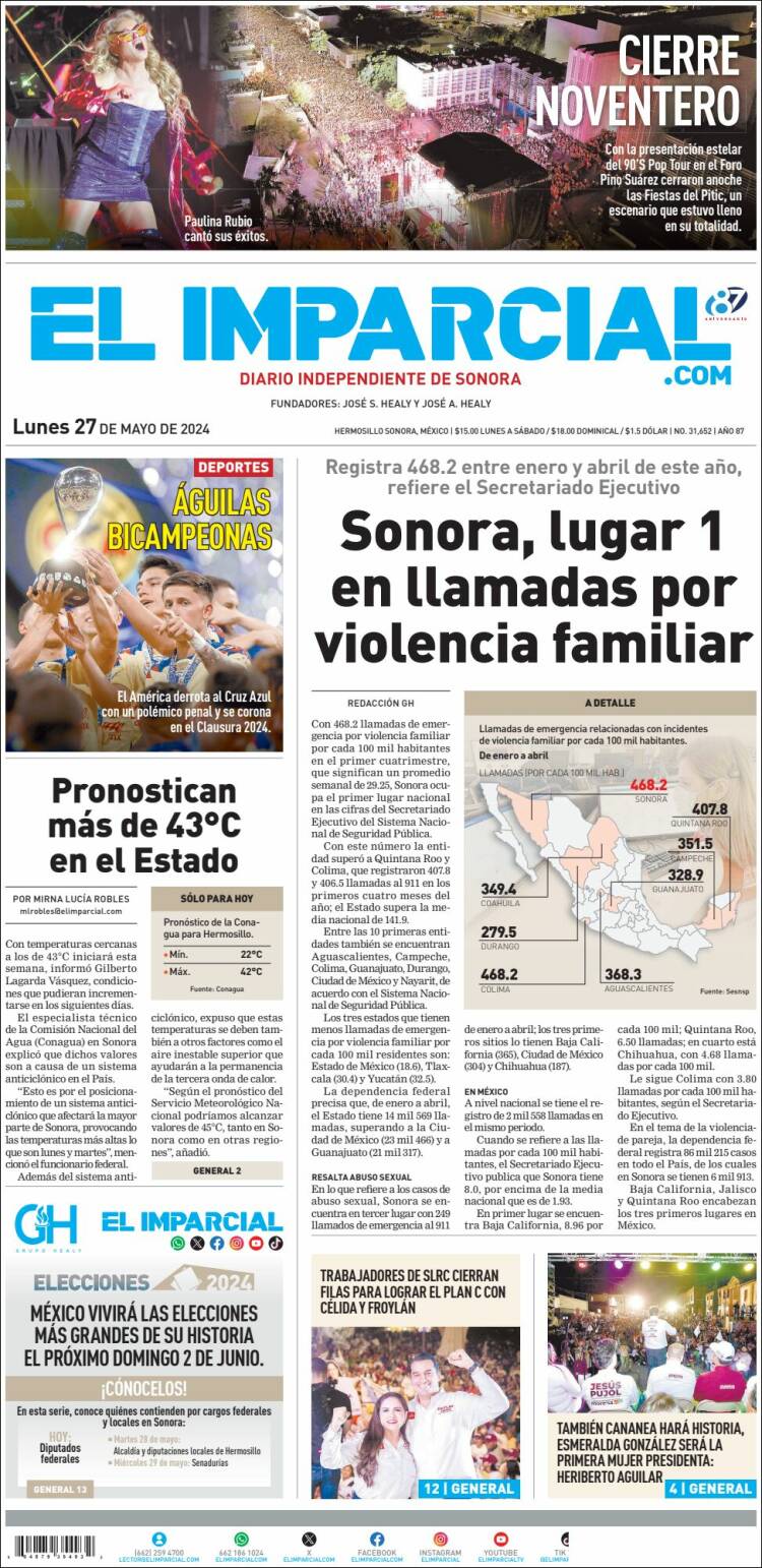 Portada de El Imparcial (México)