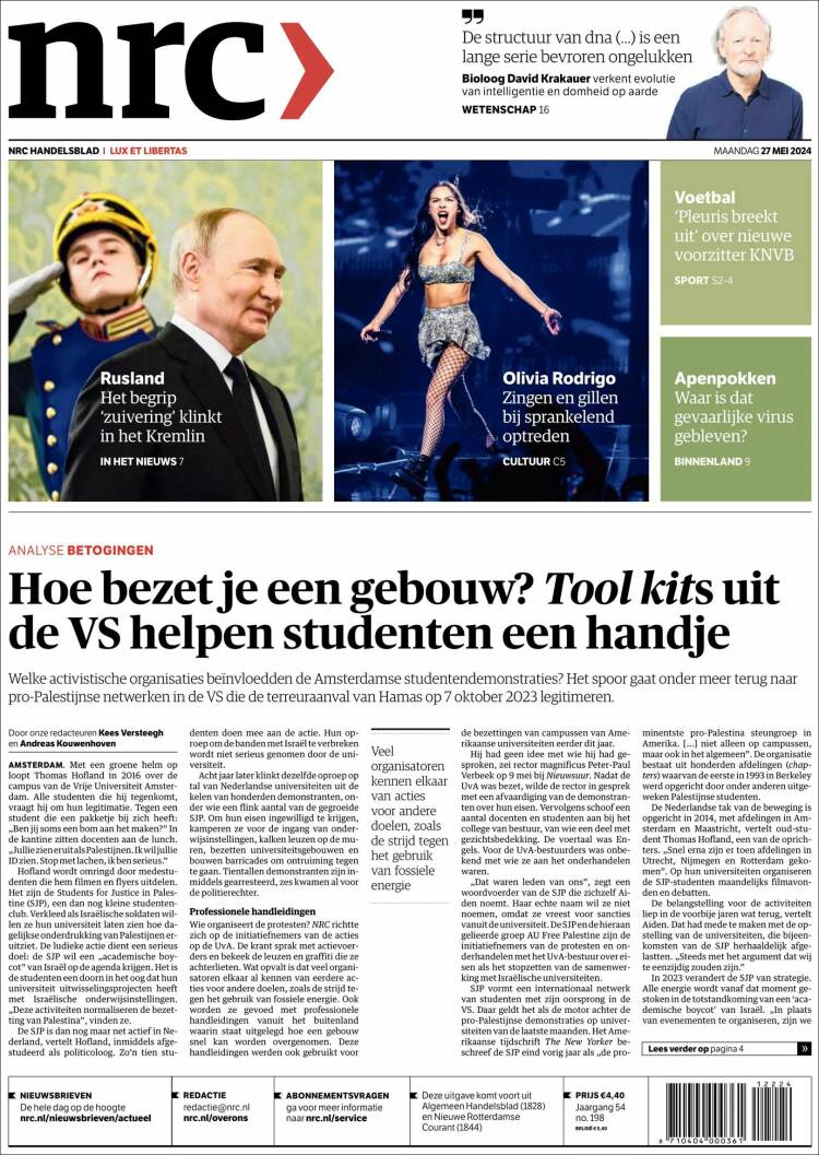 Portada de NRC Handelsblad (Pa&iacute;ses Bajos)