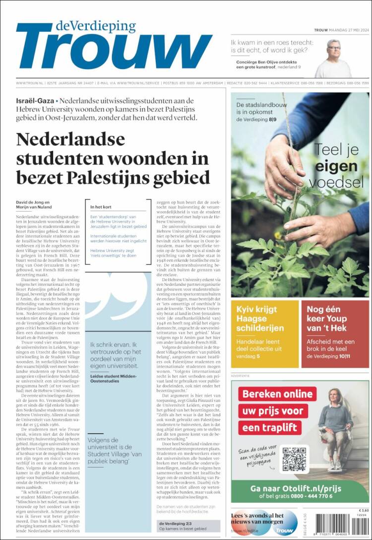 Portada de Trouw (Pa&iacute;ses Bajos)