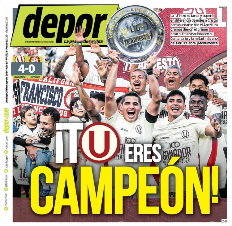 Portada de Depor (Per&uacute;)