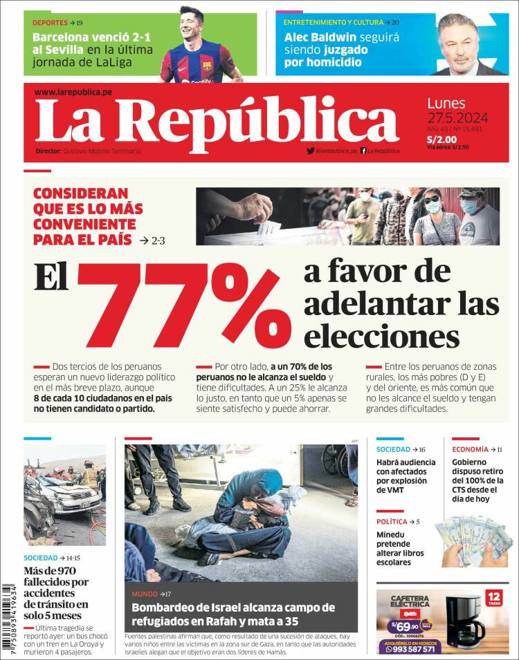 Portada de La Republica (Per&uacute;)