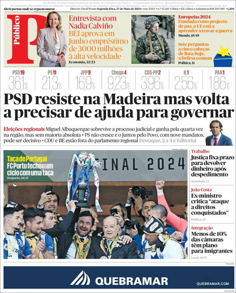 Portada de Público (Portugal)