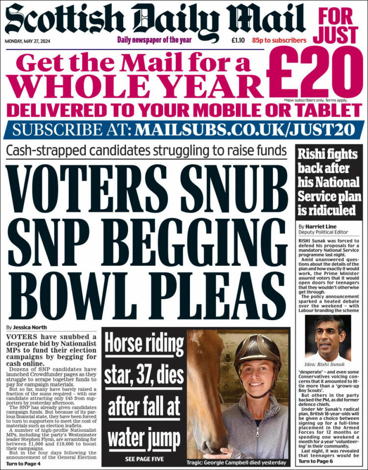 Portada de Scottish Daily Mail (Reino Unido)