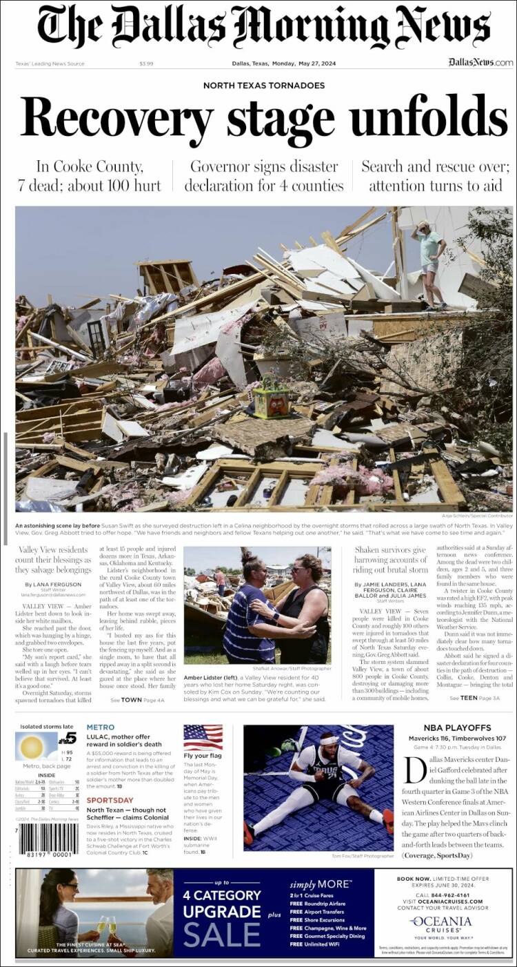 Portada de Dallas Morning News (USA)