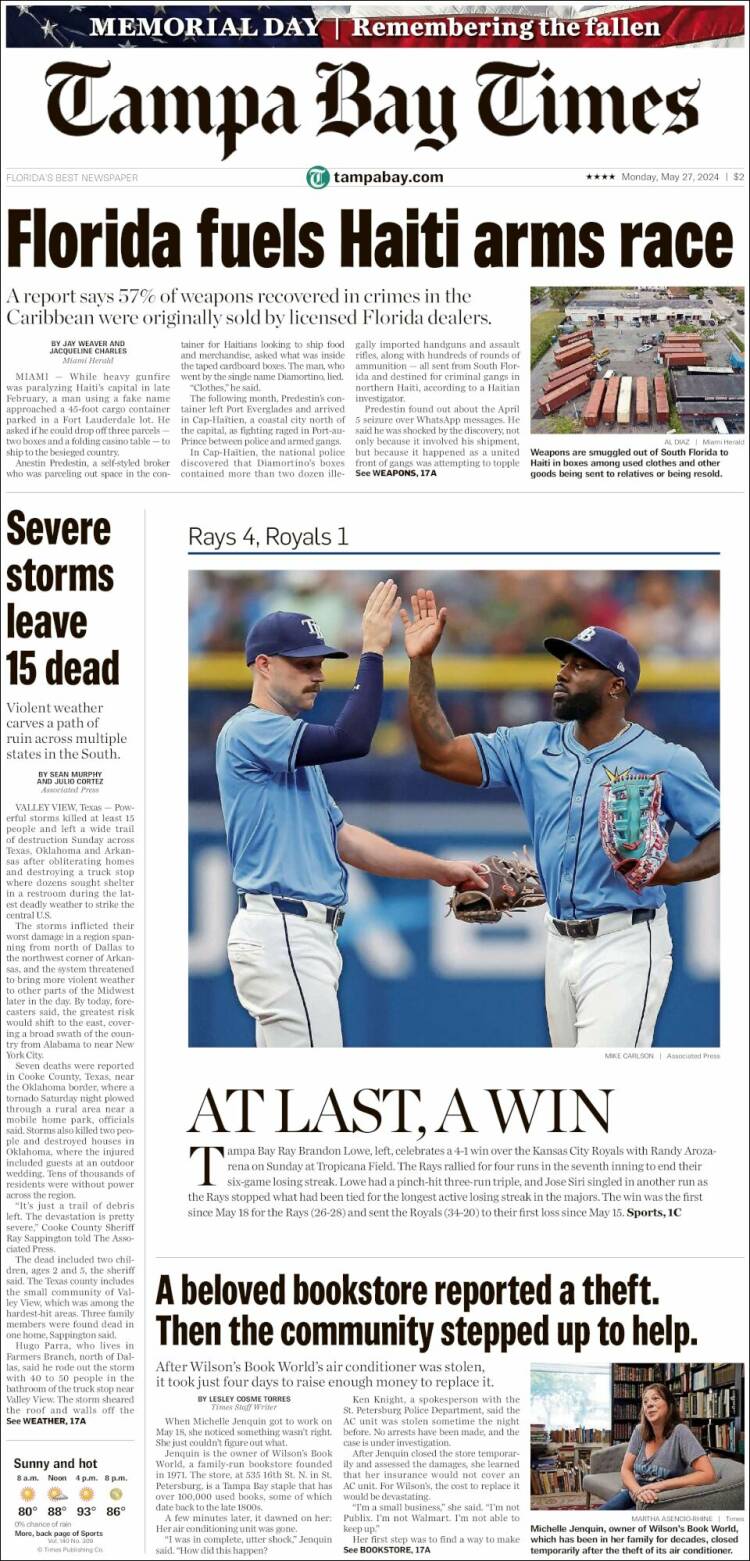 Portada de Tampa Bay Times (USA)