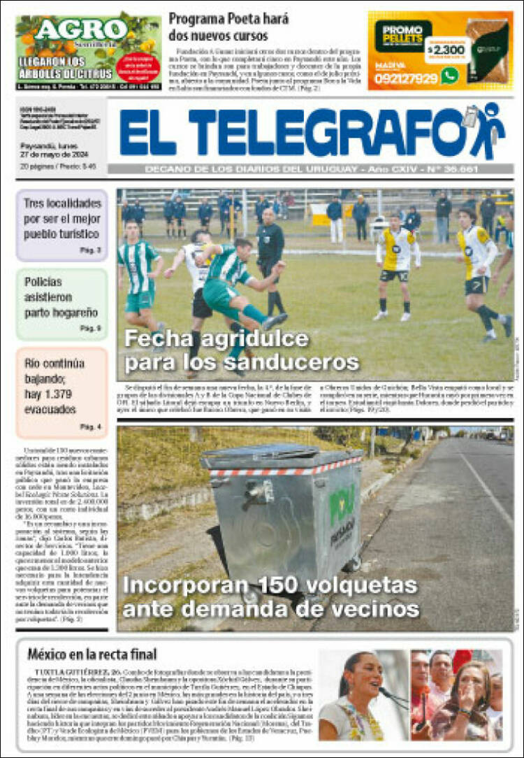 Portada de El Telégrafo (Uruguay)