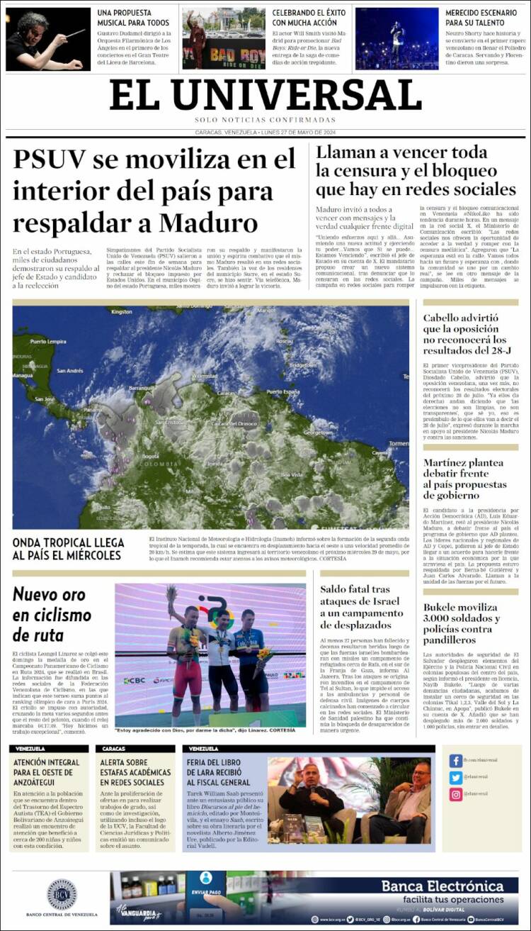 Portada de Universal (Venezuela)