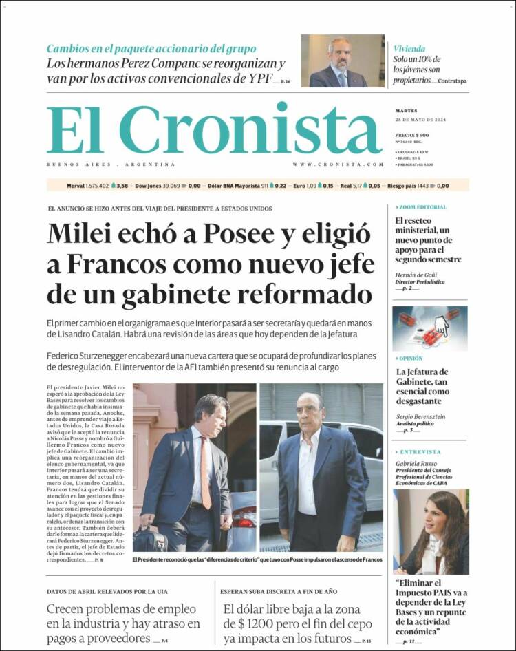 Portada de El Cronista Comercial (Argentina)