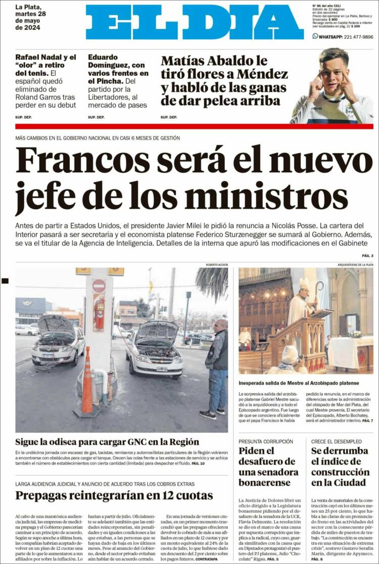 Portada de El Día de la Plata (Argentina)