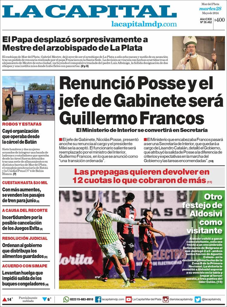 Portada de Diario La Capital - Mar del Plata (Argentina)