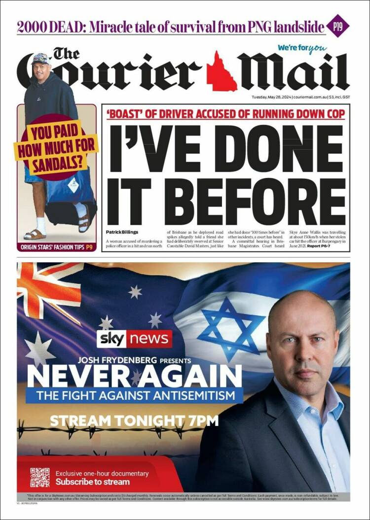 Portada de The Courier-Mail (Australia)