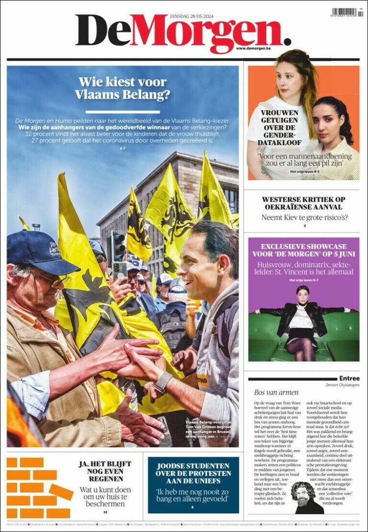 Portada de De Morgen (B&eacute;lgica)