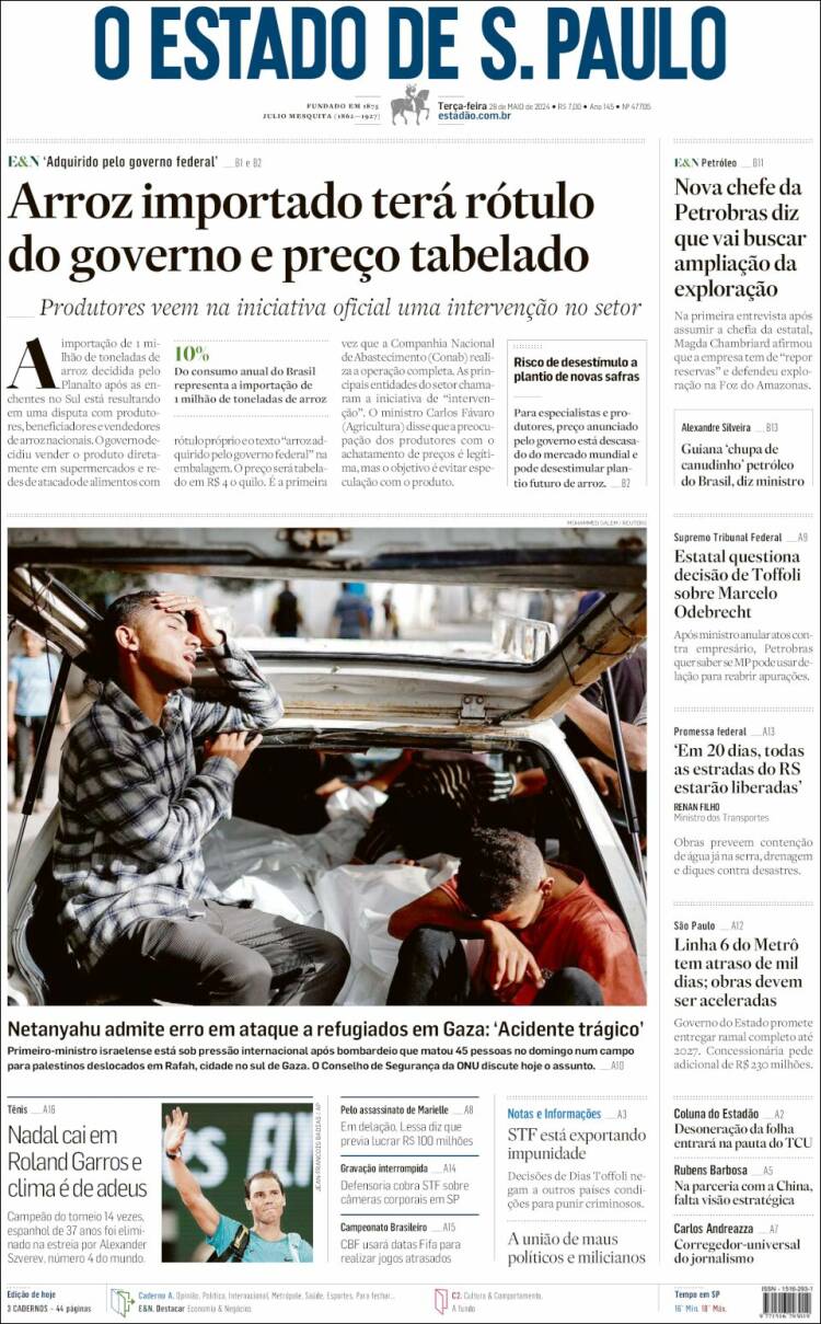 Portada de O Estado de São Paulo (Brasil)