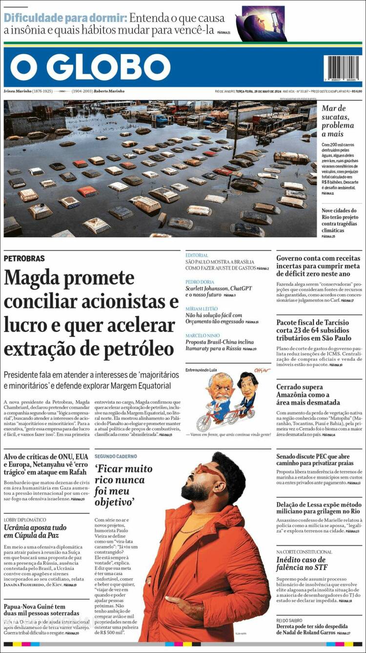 Portada de O Globo (Brasil)