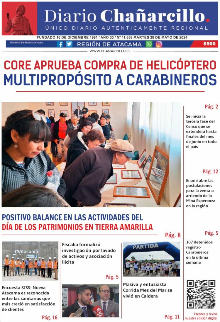 Portada de Diario Chañarcillo (Chile)