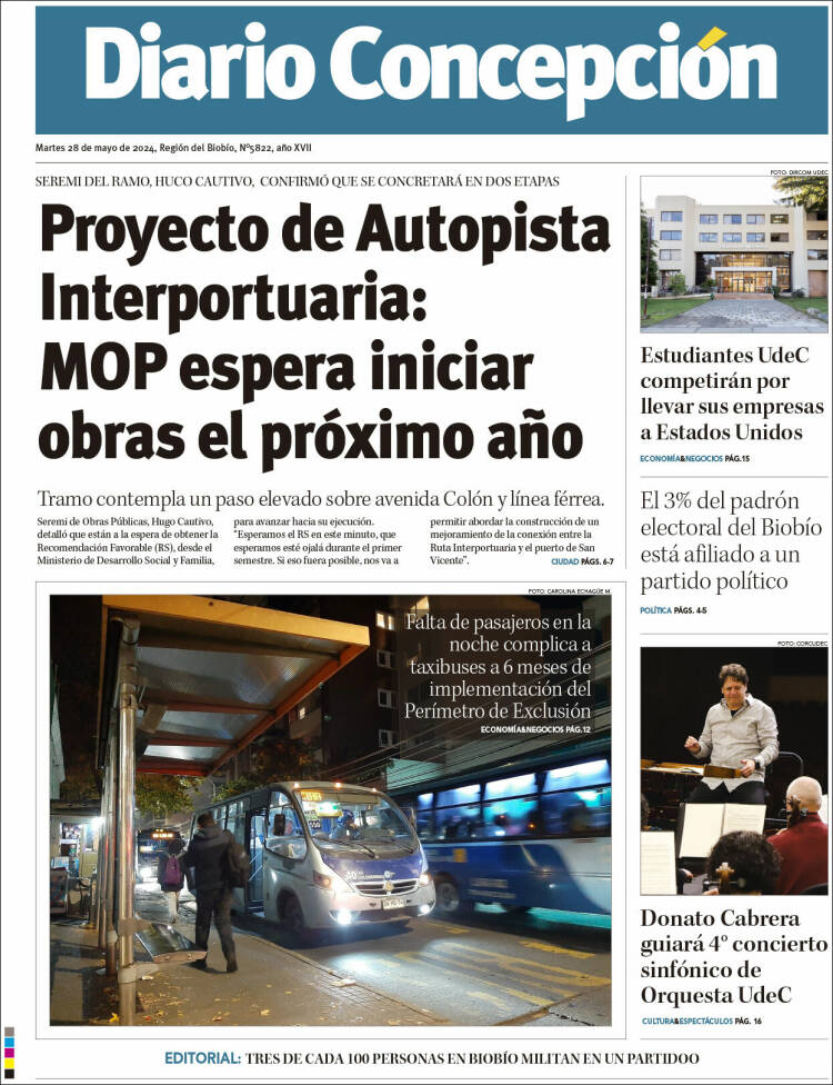 Portada de Diario de Concepción (Chile)