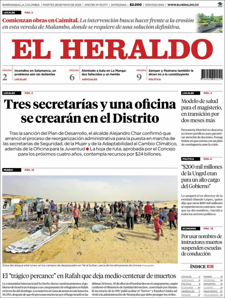 Portada de El Heraldo (Colombia)
