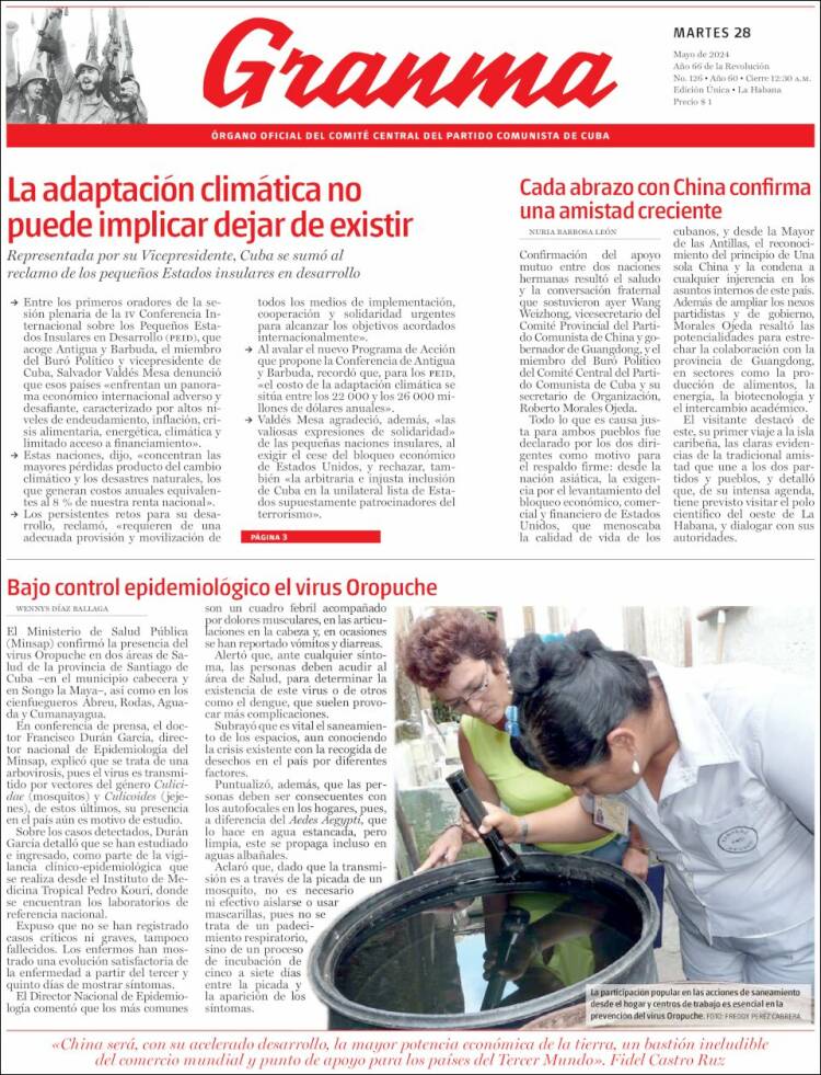 Portada de Granma (Cuba)