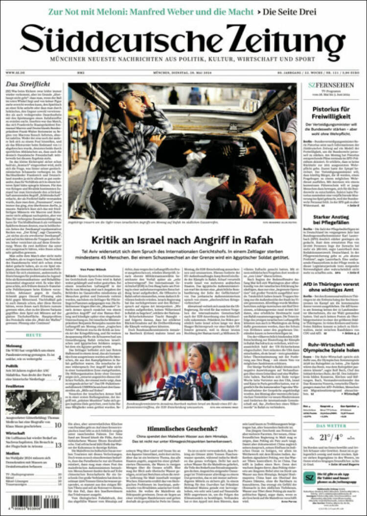 Portada de Sueddeutsche (Alemania)