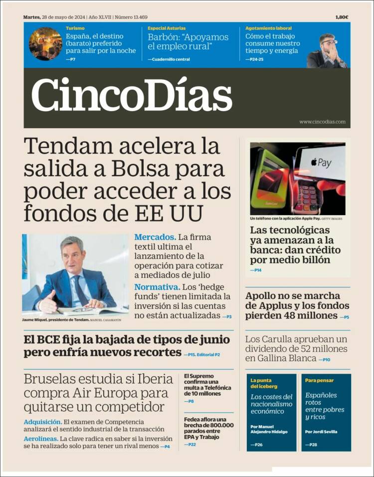 Portada de Cinco Días (Espa&ntilde;a)