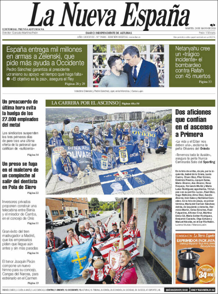 Portada de La Nueva España (Espa&ntilde;a)