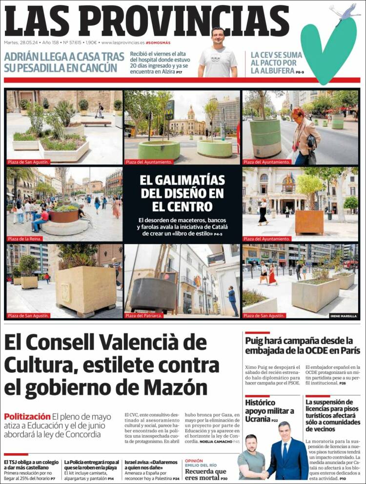 Portada de Las Provincias (Espa&ntilde;a)