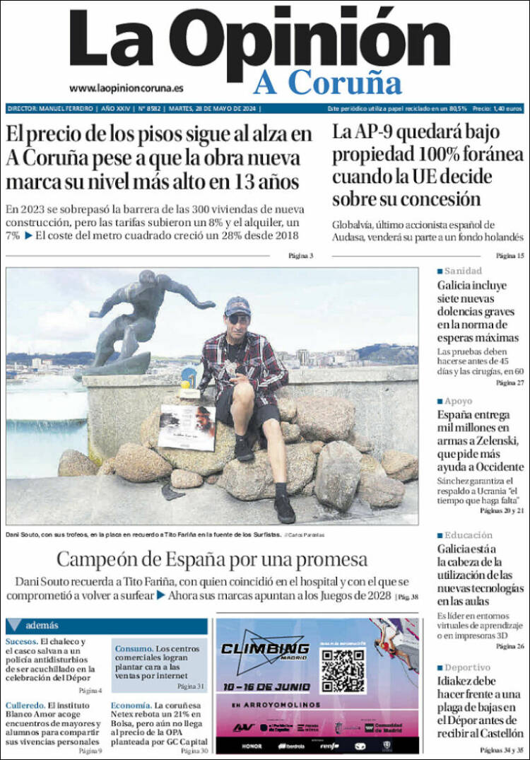 Portada de La Opinión de A Coruña (Espa&ntilde;a)