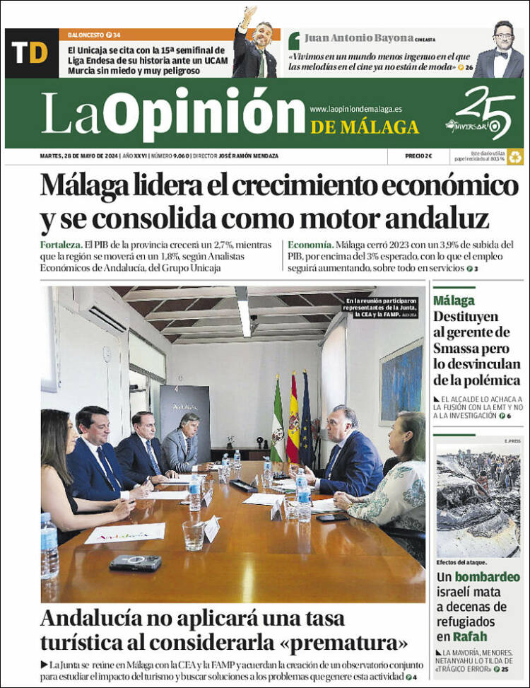 Portada de La Opinión de Málaga (Espa&ntilde;a)