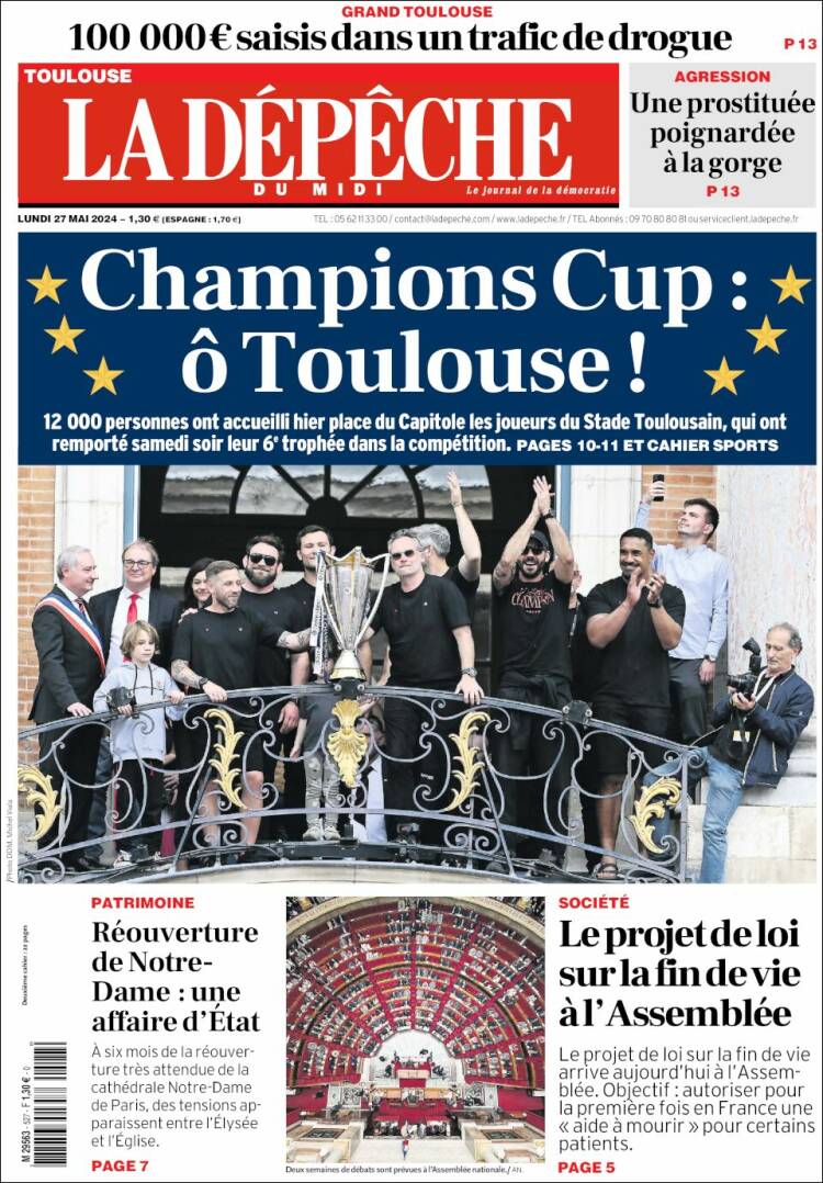 Portada de La Dépêche du Midi (Francia)