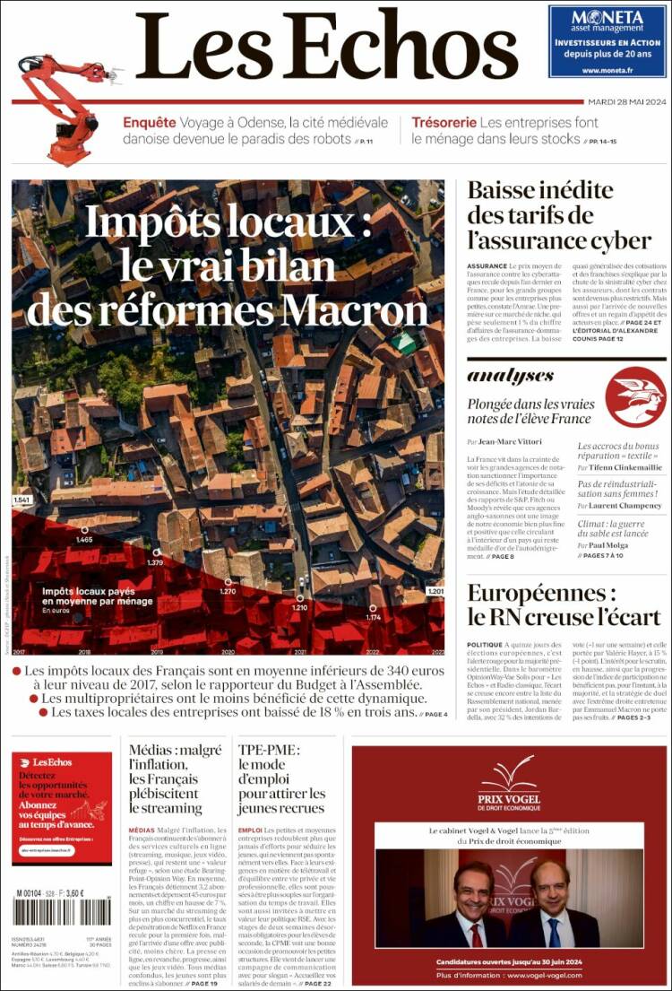 Portada de Les Echos (Francia)