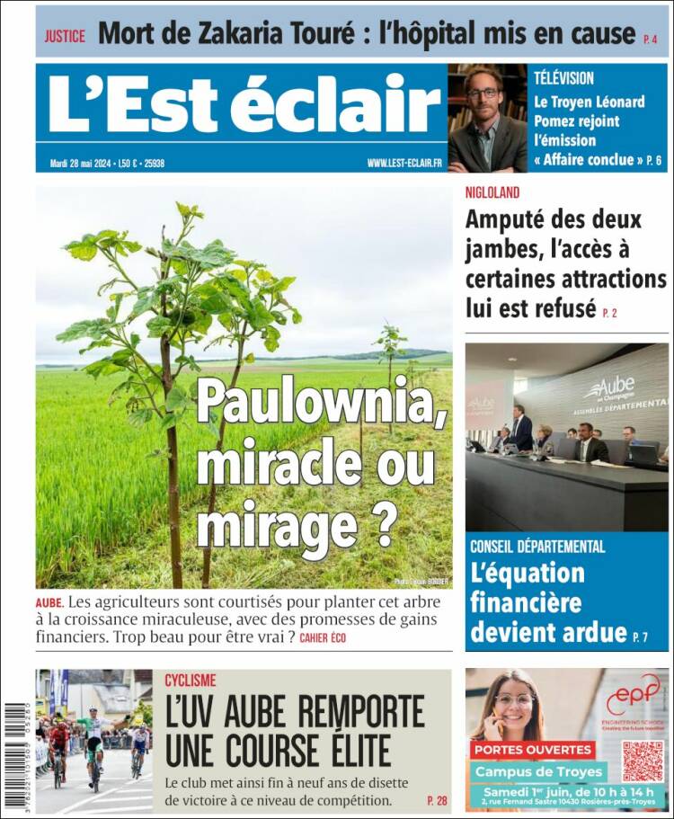 Portada de L'Est Eclair (Francia)