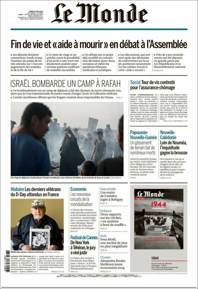 Portada de Le Monde (France)