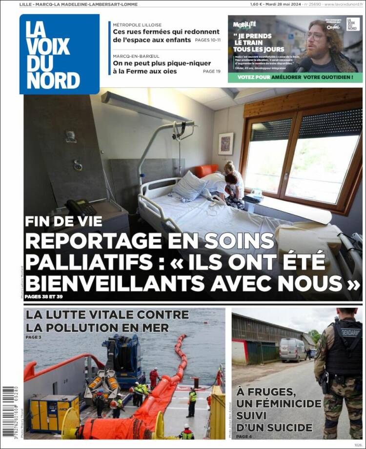 Portada de La Voix du Nord (Francia)