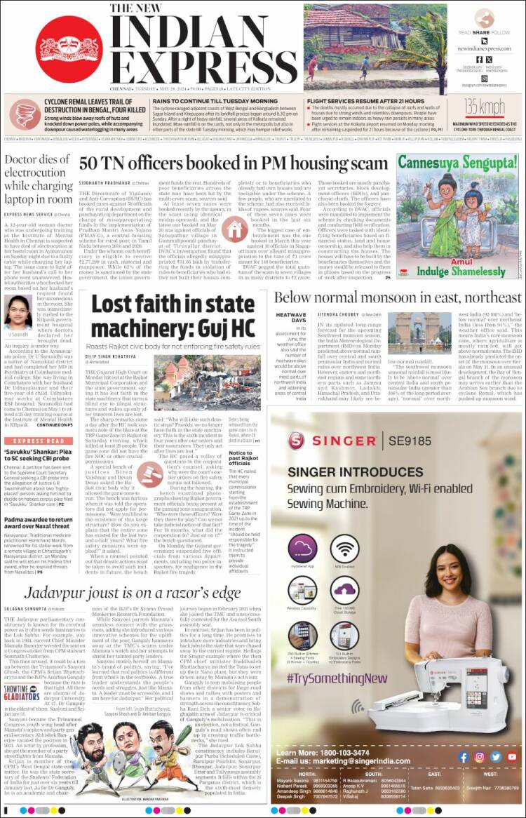 Portada de New Indian Express (India)