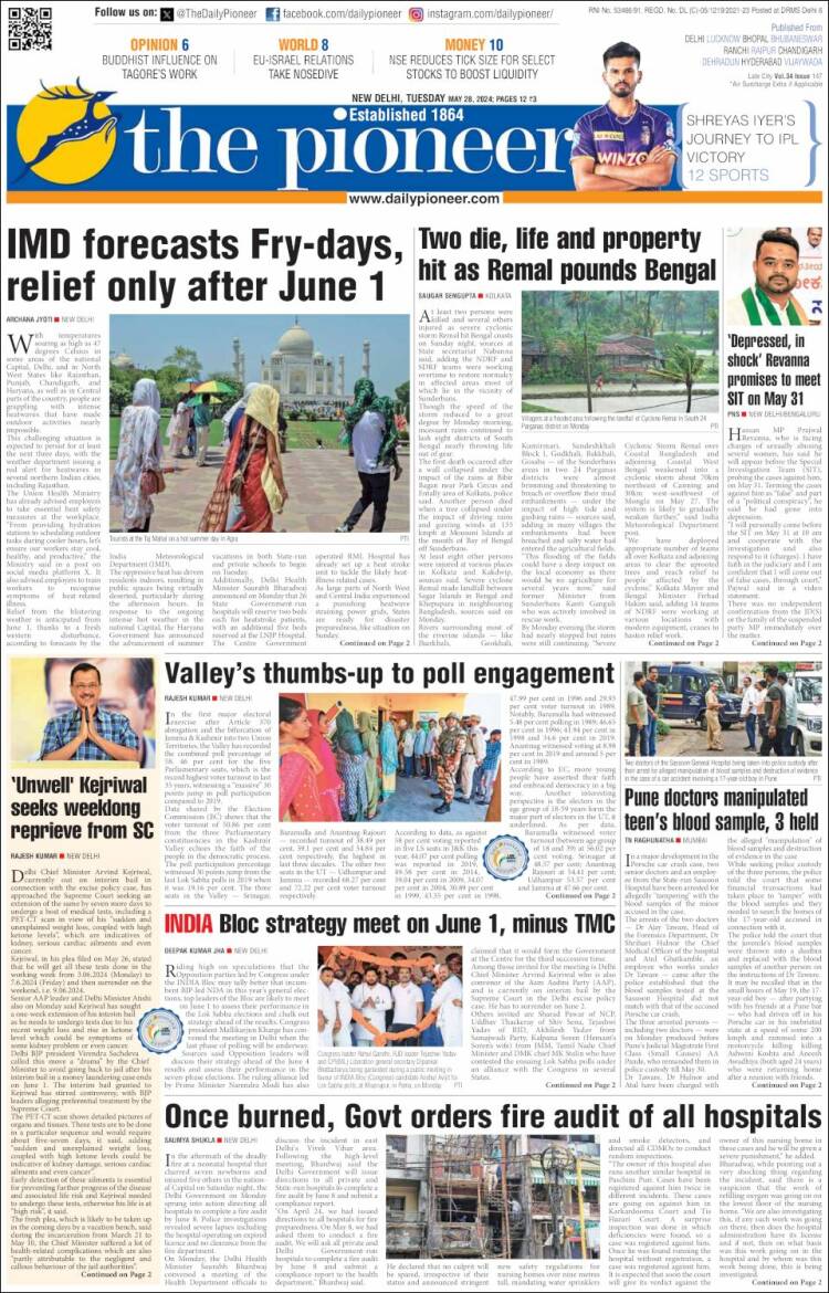 Portada de The Pioneer (India)