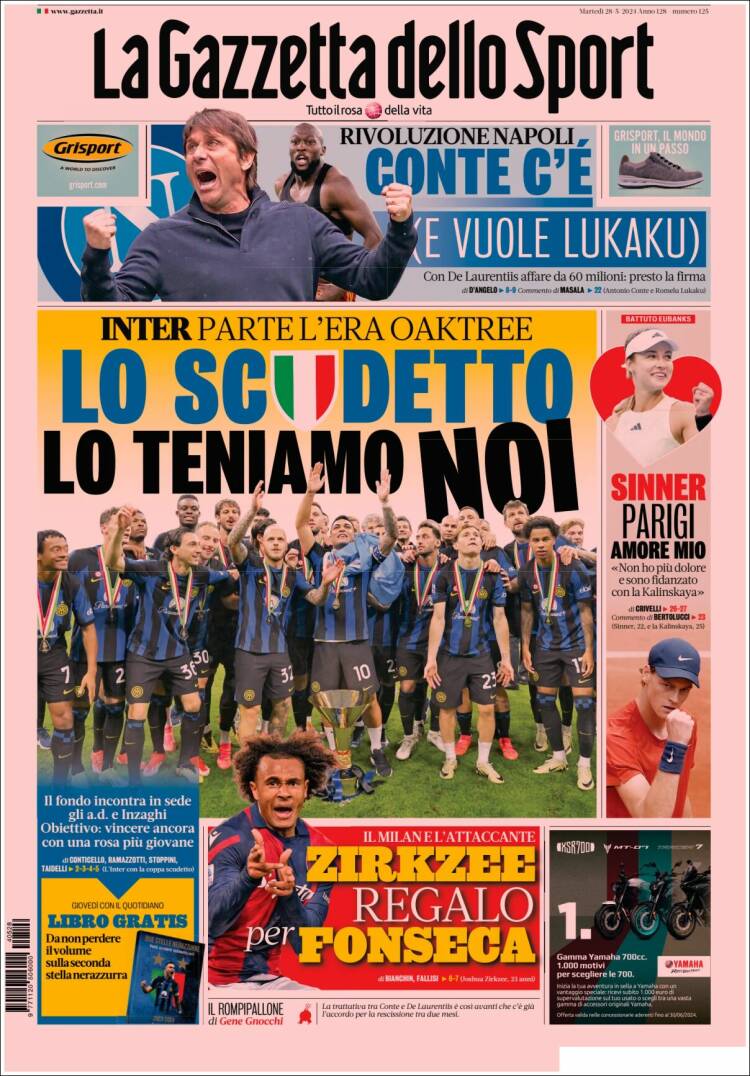 Portada de La Gazzetta dello Sport (Italia)
