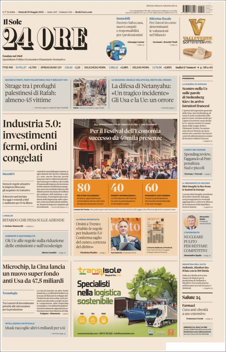 Portada de Il Sole 24 ORE (Italia)