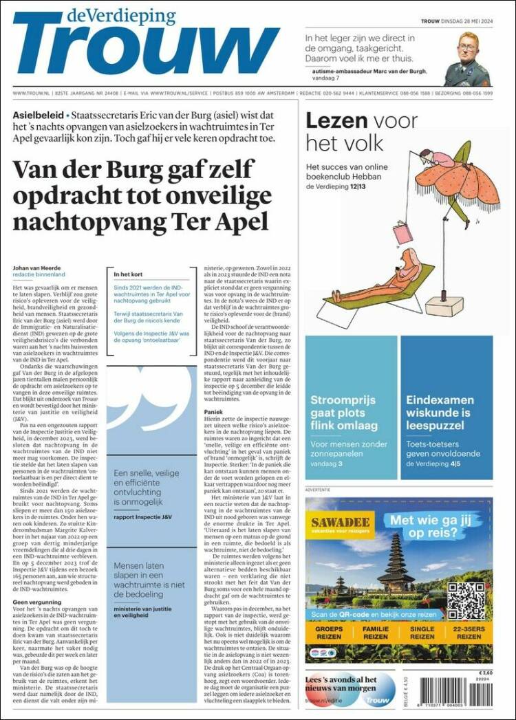 Portada de Trouw (Pa&iacute;ses Bajos)